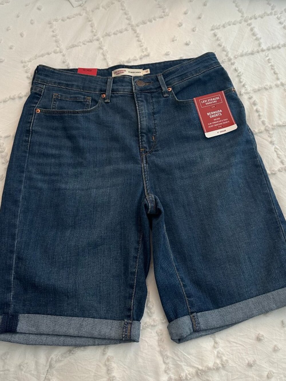 NWT Levi Strauss Signature Bermuda Denim Shorts Size 10 W30 Mid Rise 9
